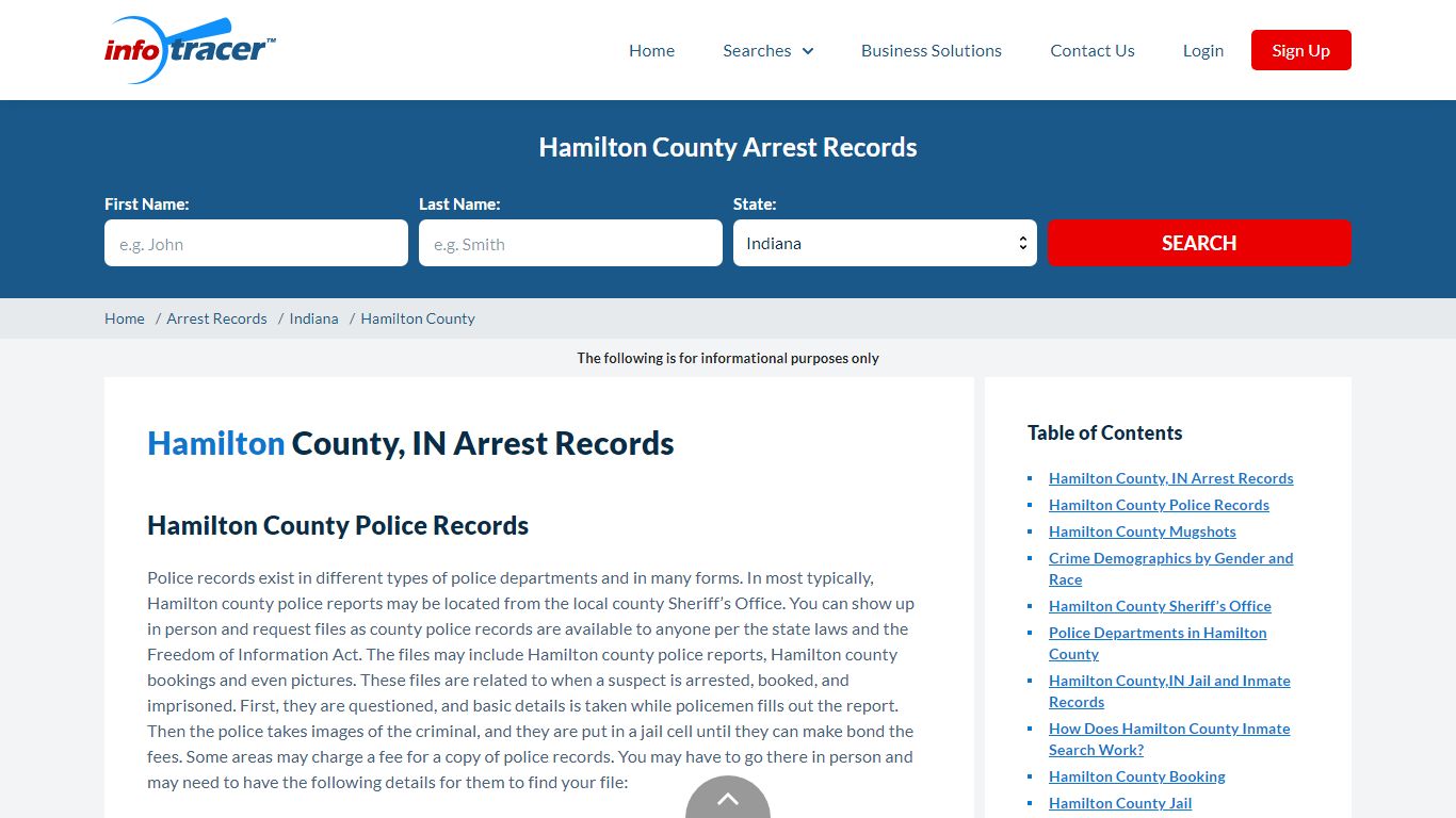 Hamilton County, IN Arrests, Mugshots & Jail Records - InfoTracer